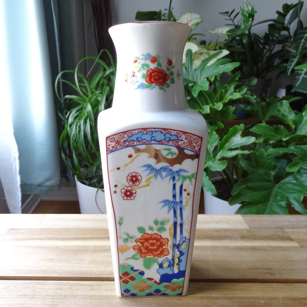 Porcelain Japanese Floral Bamboo vase